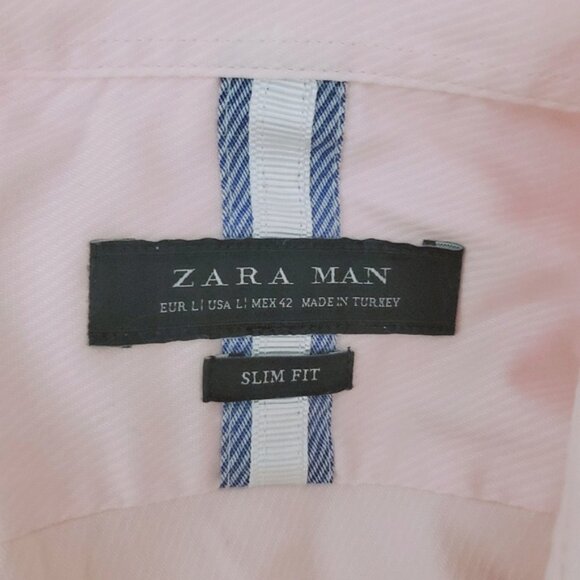 Zara Man Pale Pink Dress Shirt- L (Slim Fit) - Picture 8 of 16